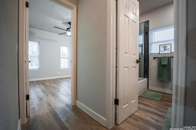 corridor featuring wood-type flooring