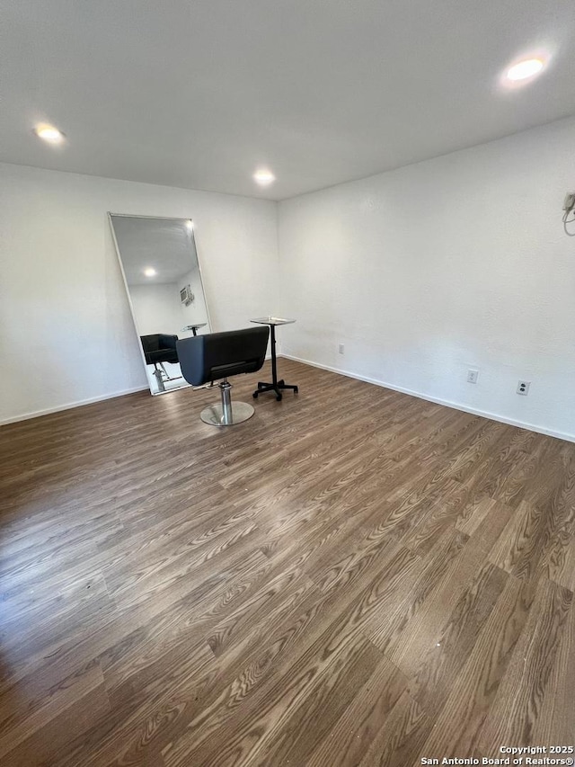 office area with hardwood / wood-style flooring