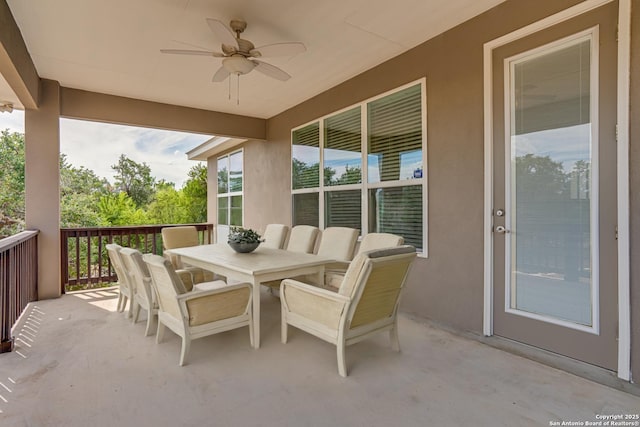 view of patio / terrace featuring ceiling fan