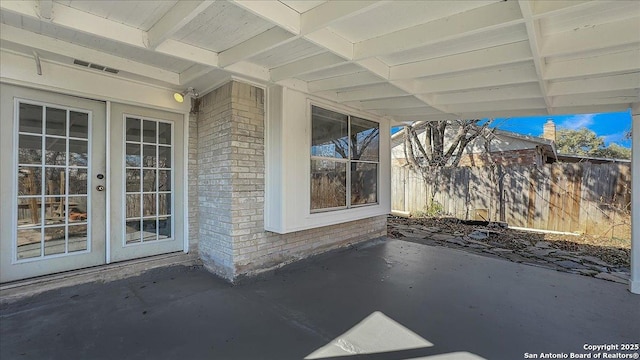 view of patio / terrace featuring french doors