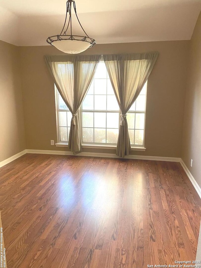 unfurnished room with dark wood-type flooring