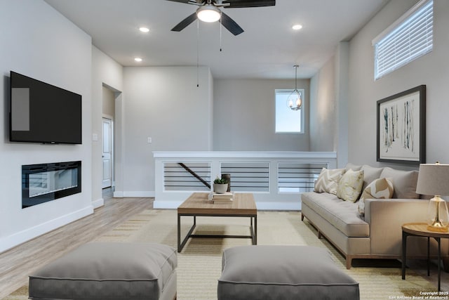 living room featuring light wood-type flooring