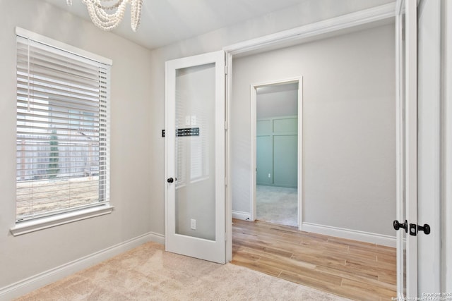 interior space with light hardwood / wood-style floors