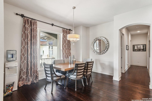 dining room with dark hardwood / wood-style flooring