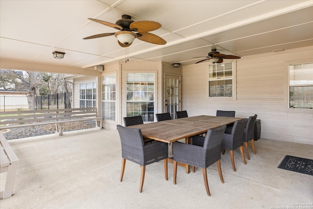 exterior space featuring a healthy amount of sunlight and a ceiling fan