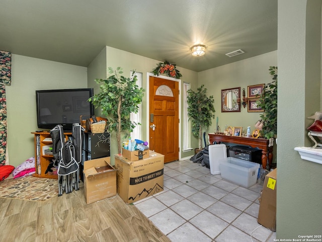 living room with light wood-type flooring