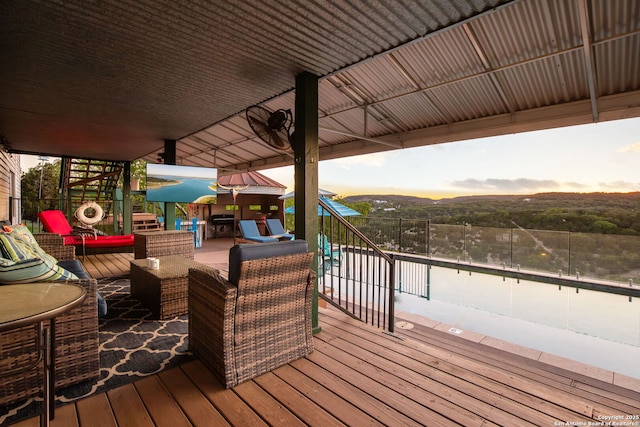 deck with an outdoor hangout area