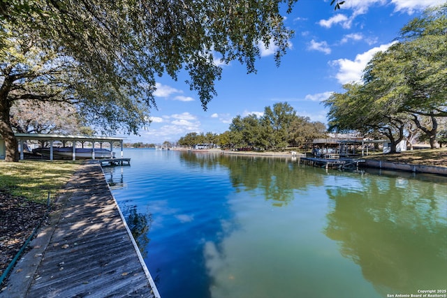 view of dock featuring a water view