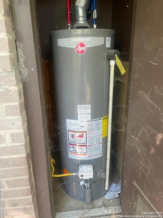 utility room with gas water heater