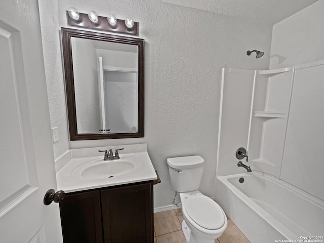 full bathroom featuring tile patterned floors, vanity, toilet, and shower / bathing tub combination