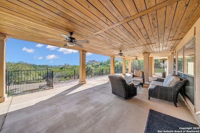 view of patio / terrace with outdoor lounge area and ceiling fan