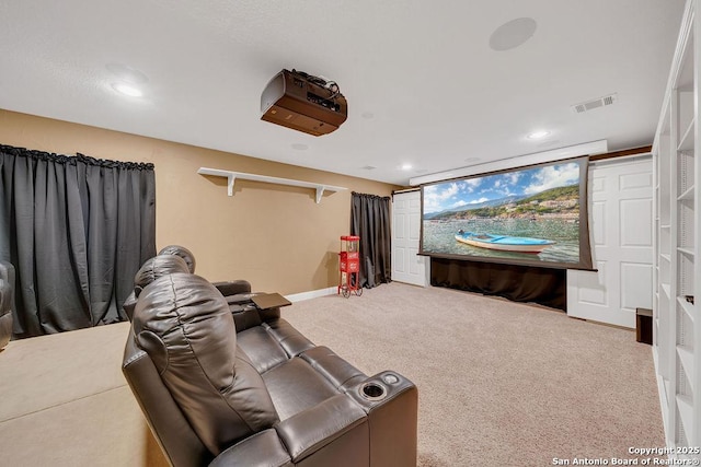 view of carpeted home theater room