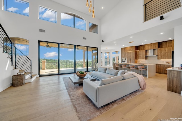 living room featuring light hardwood / wood-style flooring