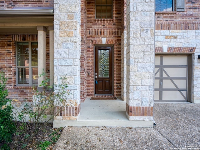 entrance to property with a garage