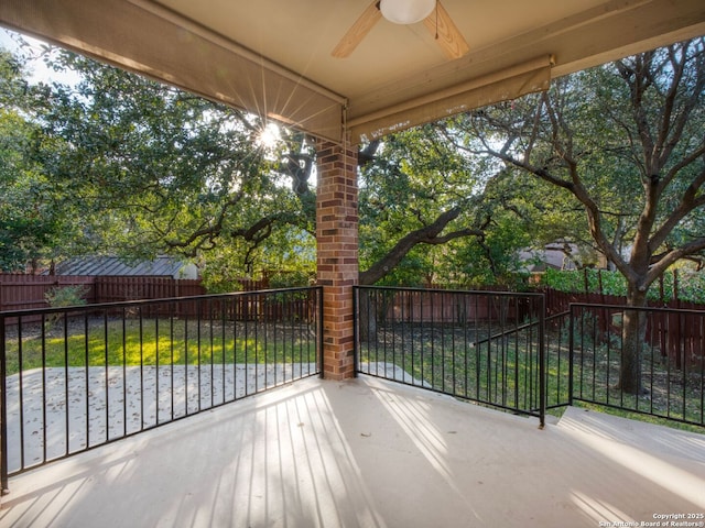 view of patio / terrace with ceiling fan