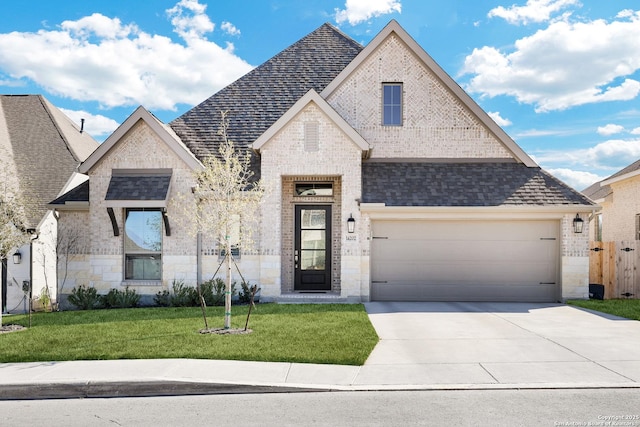 view of front of house featuring a garage and a front yard