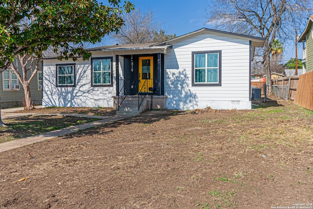 view of front of home with central AC unit