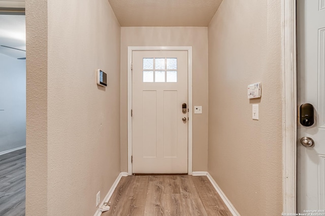 doorway featuring light hardwood / wood-style flooring