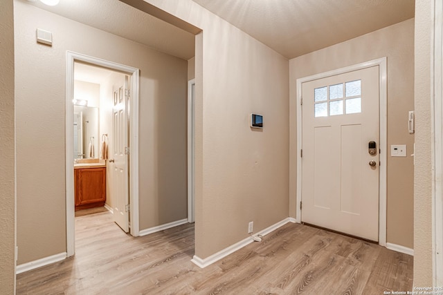 entryway with light hardwood / wood-style flooring