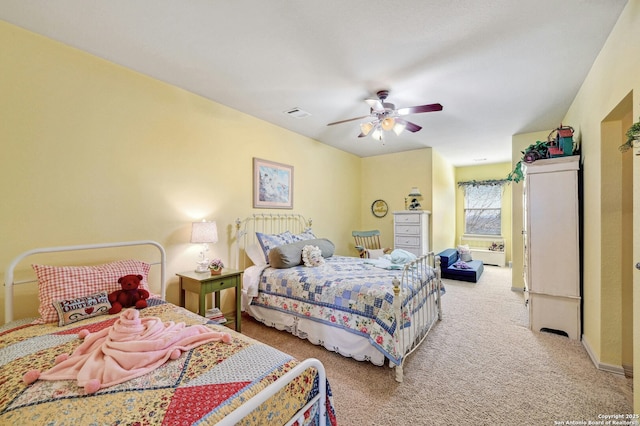 9014 Woodland Pass, Boerne, TX 78006 - carpeted bedroom featuring baseboards, a ceiling fan, and visible vents