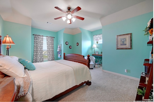 9014 Woodland Pass, Boerne, TX 78006 - carpeted bedroom with visible vents, a ceiling fan, and baseboards