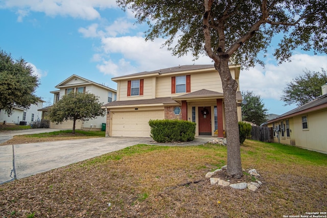 front of property featuring a garage and a front lawn