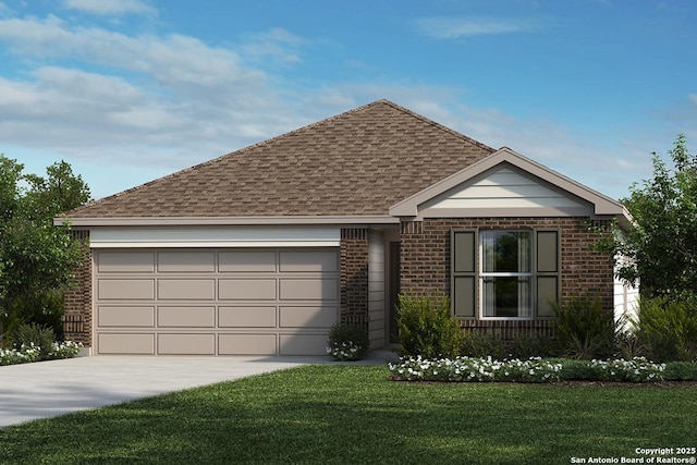 view of front facade featuring a garage and a front yard