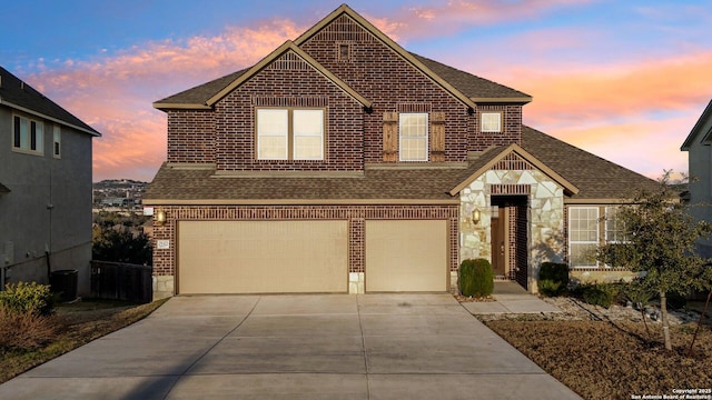 view of front property with a garage