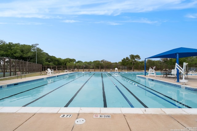 view of swimming pool with a patio area