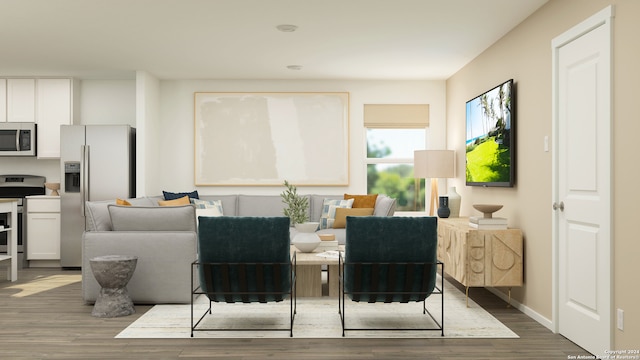 living room with hardwood / wood-style floors