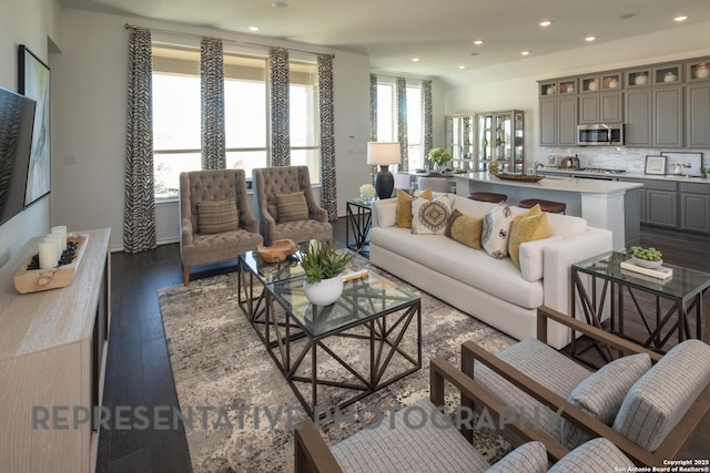 living room with wood-type flooring