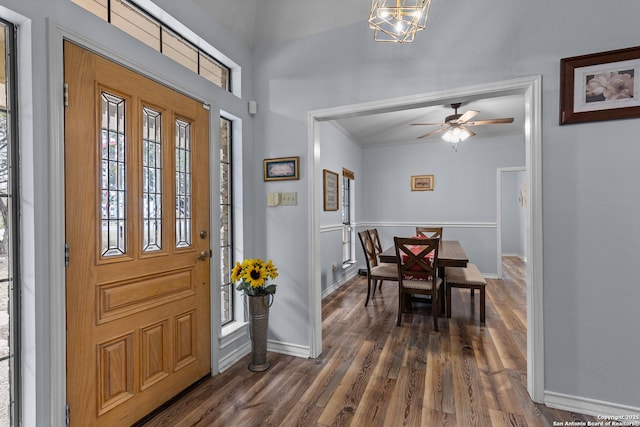 entryway with dark wood-type flooring