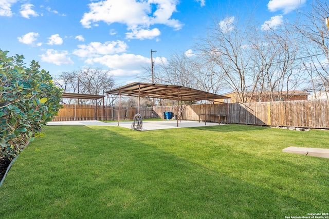 view of yard with a patio area