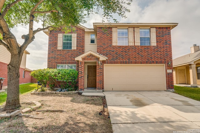 view of property featuring a garage