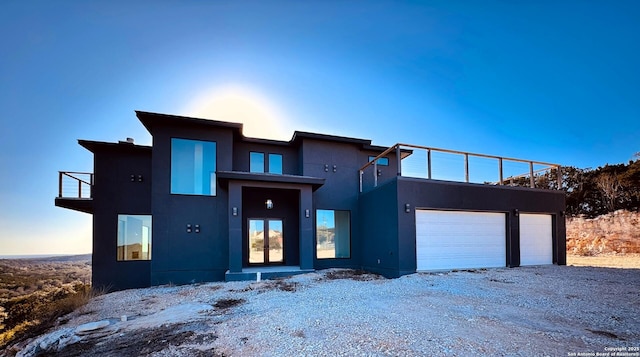 contemporary home with a garage