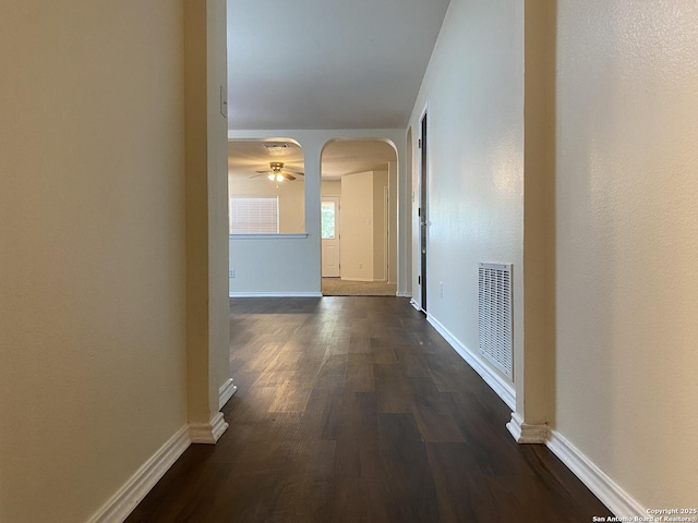 hall featuring dark hardwood / wood-style floors