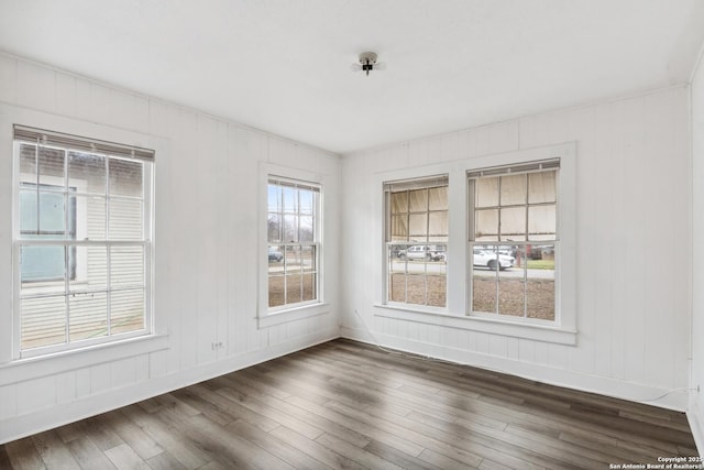 empty room featuring dark hardwood / wood-style flooring