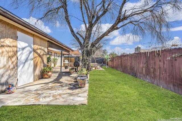 view of yard with a patio area