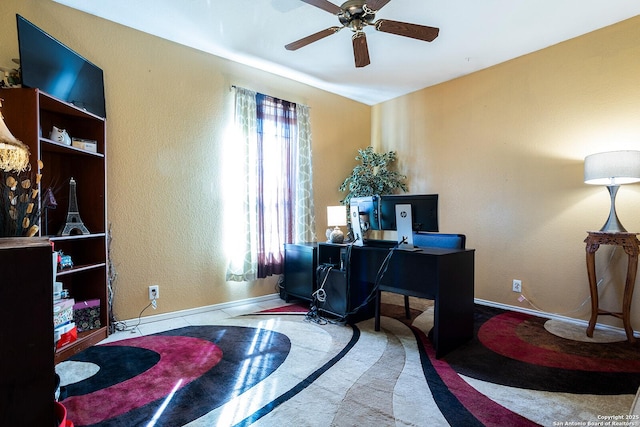 home office featuring ceiling fan