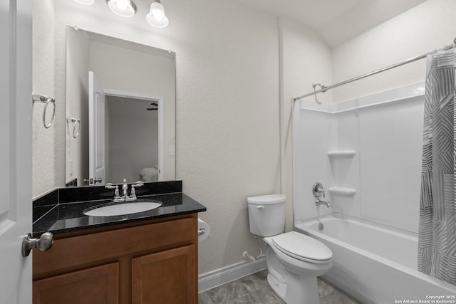 full bathroom featuring vanity, toilet, and shower / bath combination