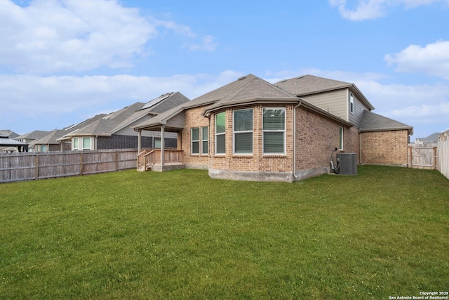 10732 Merrick Run, San Antonio, TX 78254 - back of house with brick siding, cooling unit, and a shingled roof