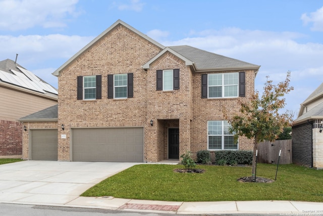 10732 Merrick Run, San Antonio, TX 78254 - traditional home with driveway, brick siding, a garage, and roof with shingles