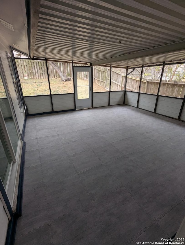 view of unfurnished sunroom