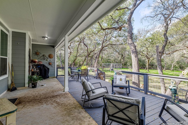 deck featuring grilling area