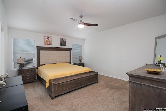 bedroom with carpet flooring and ceiling fan