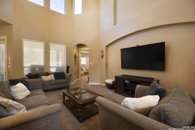 carpeted living room featuring a healthy amount of sunlight