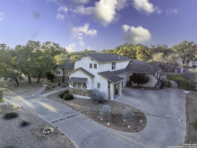 view of front of house with a garage