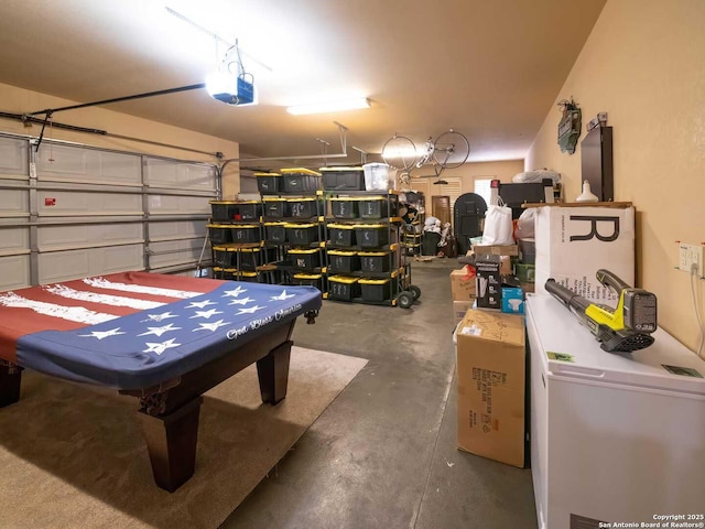 garage with a garage door opener