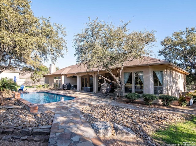 view of swimming pool featuring a patio