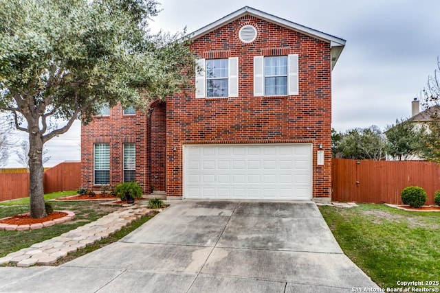 view of front property with a garage